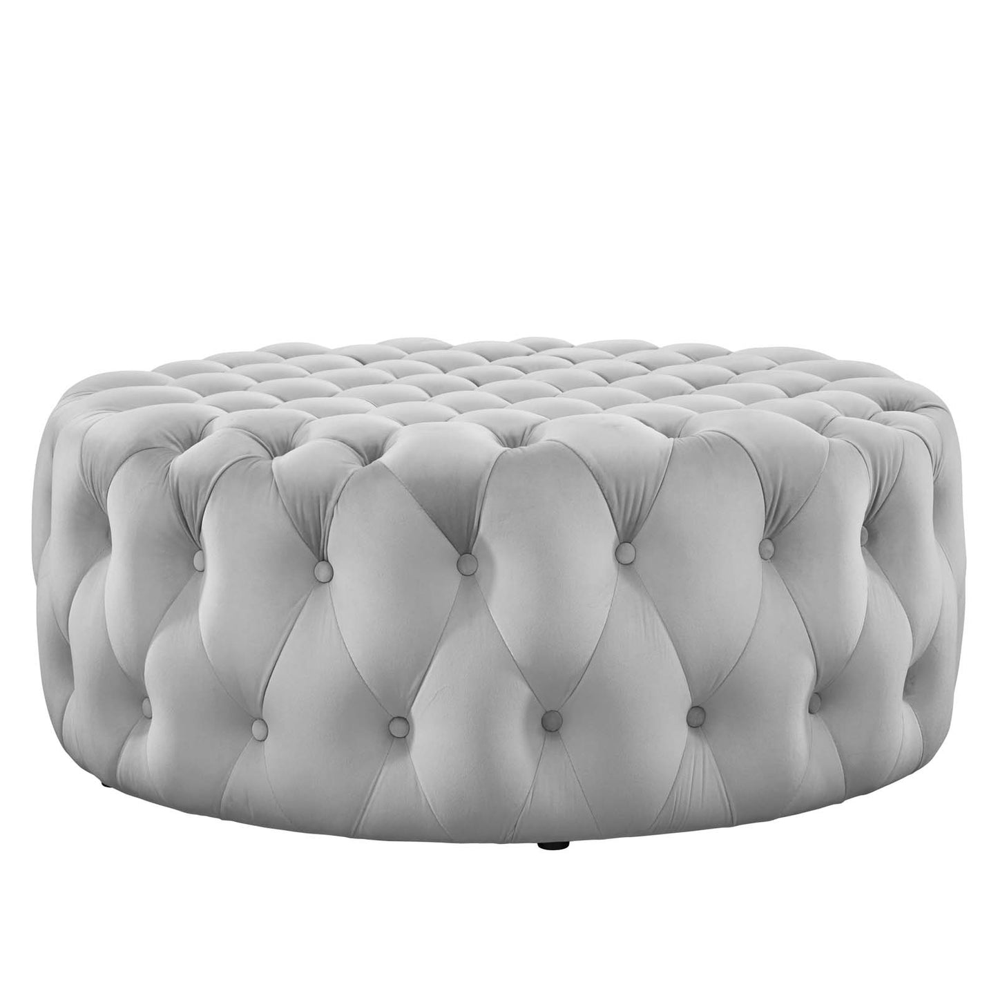 Modway Amour Velvet Large Round Ottoman with Light Gray Finish EEI-5469-LGR