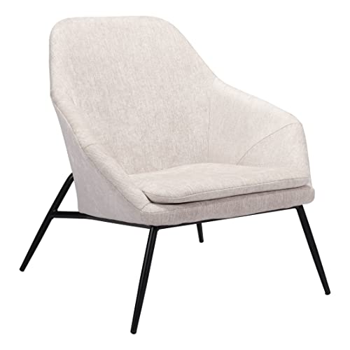 Zuo Modern - Manuel Accent Chair Beige - Modern - Seating - Steel, Plywood, Foam, 100% Polyester - Indoor - 27.6in Height