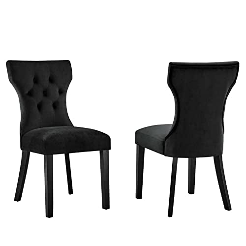 Modway Silhouette Velvet Set of 2 Dining Chairs with Black Finish EEI-5014-BLK