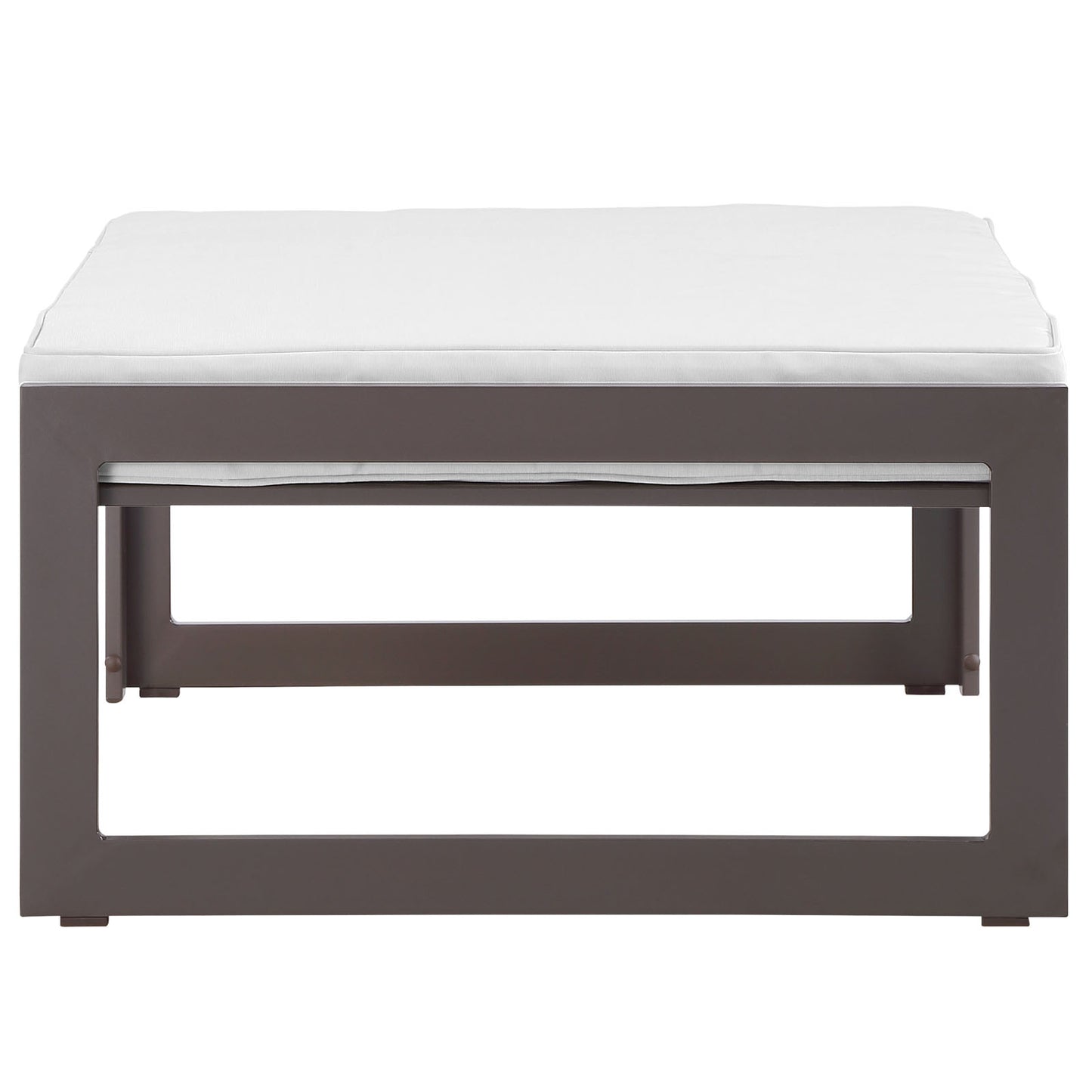 Modway Fortuna Aluminum Outdoor Patio Ottoman in Brown White