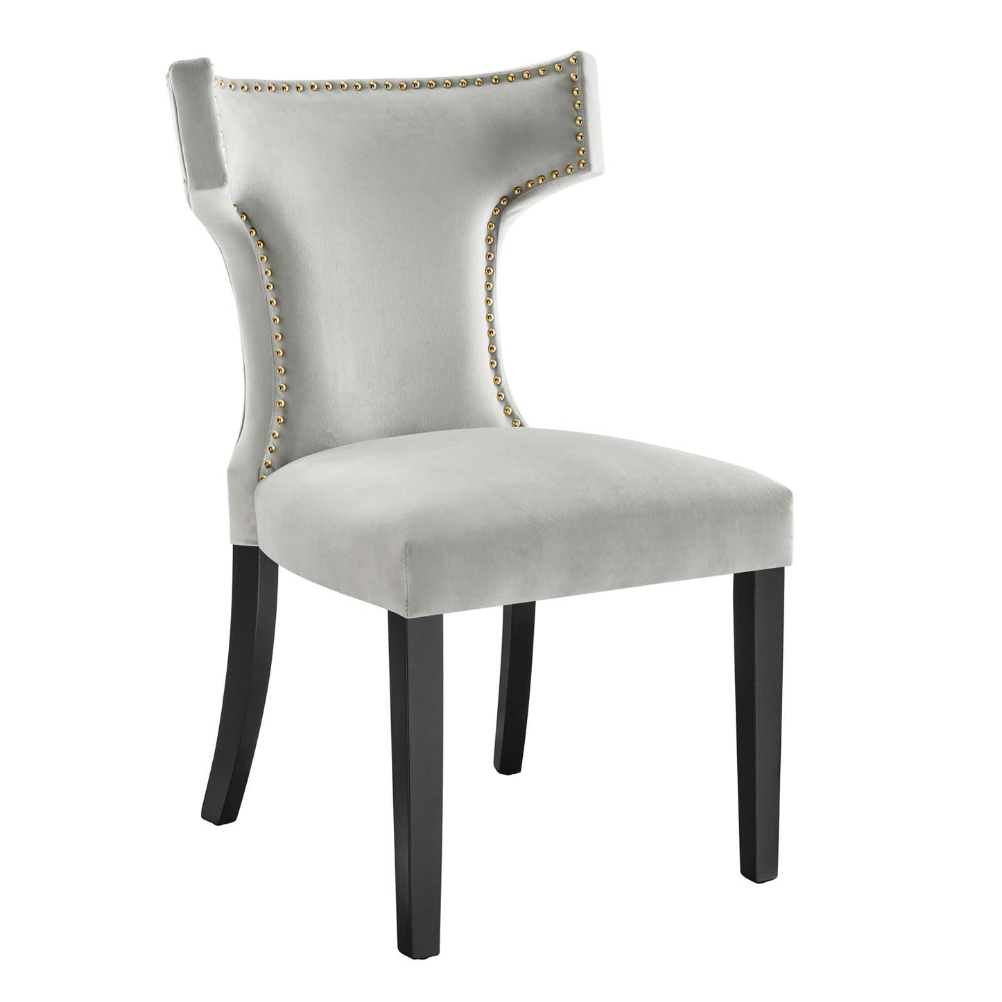 Modway Curve Velvet Set of 2 Dining Chairs with Light Gray Finish EEI-5008-LGR