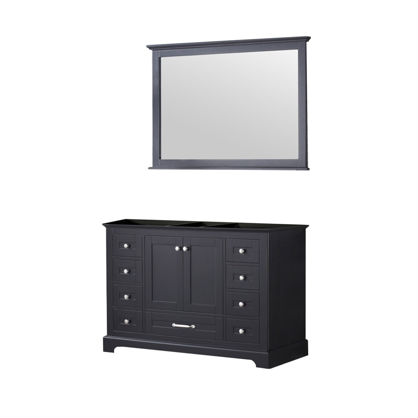 Dukes 48" Espresso Single Vanity, no Top and 46" Mirror