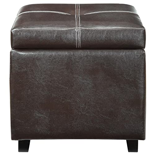 Modway Treasure Tufted Faux Leather Square Storage Ottoman Cube In Espresso