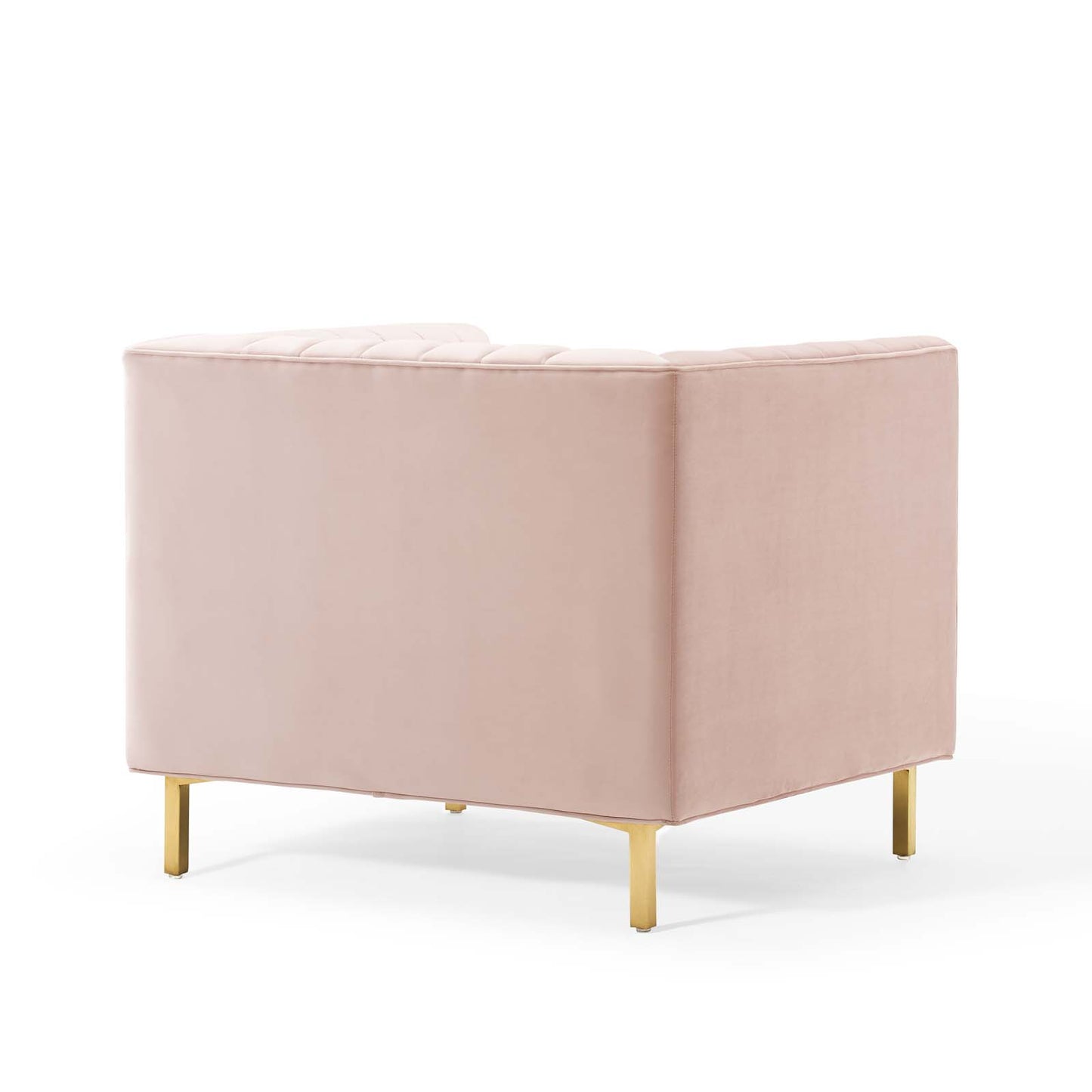 Modway Shift Channel Glam Performance Velvet Tufted Arm Chair in Pink