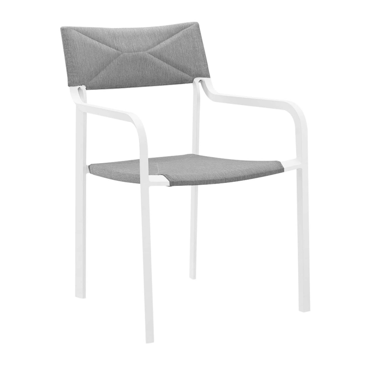 Modway Raleigh Stackable Patio Dining Armchair in White and Gray (Set of 2)
