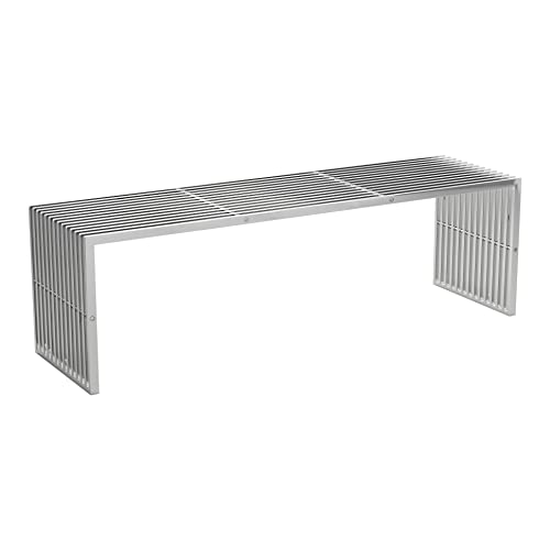 Zuo Modern - Tania Bench Silver - Modern - Seating - Steel - Indoor - 16.9in Height