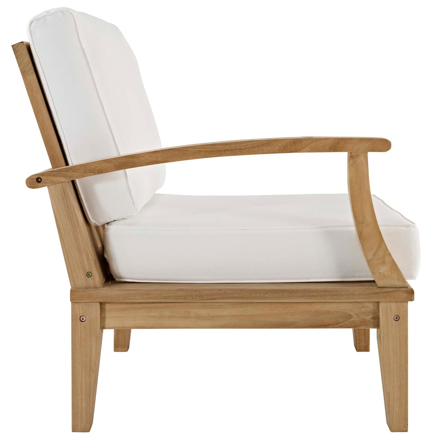 Modway EEI-1148-NAT-WHI-SET Marina Premium Grade A Teak Wood Outdoor Patio, Left-Facing Sofa, Natural White