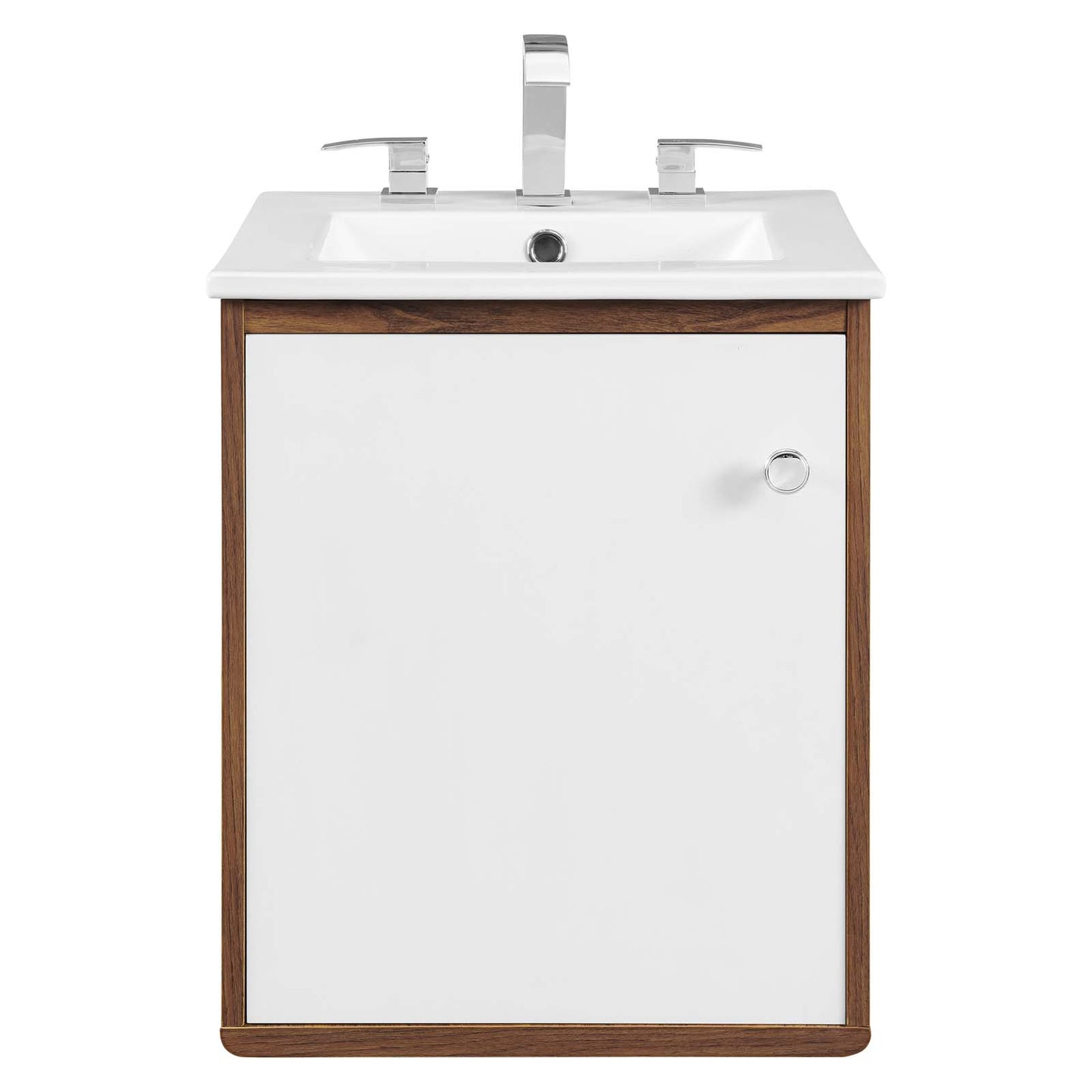 Modway Transmit 18" Wall-Mount Bathroom Vanity, Walnut White