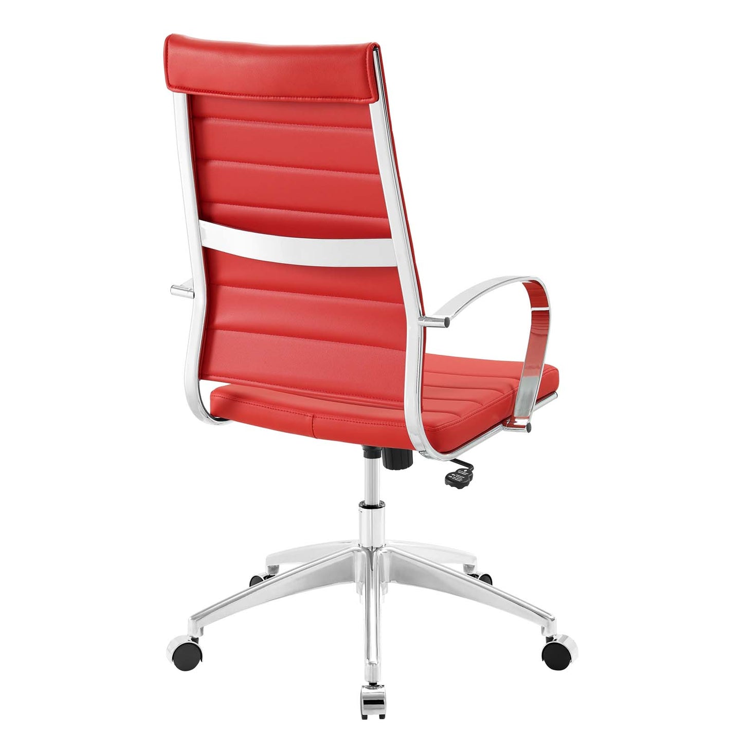 Modway Jive High Back Ribbed Faux Leather Office Swivel Chair in Red