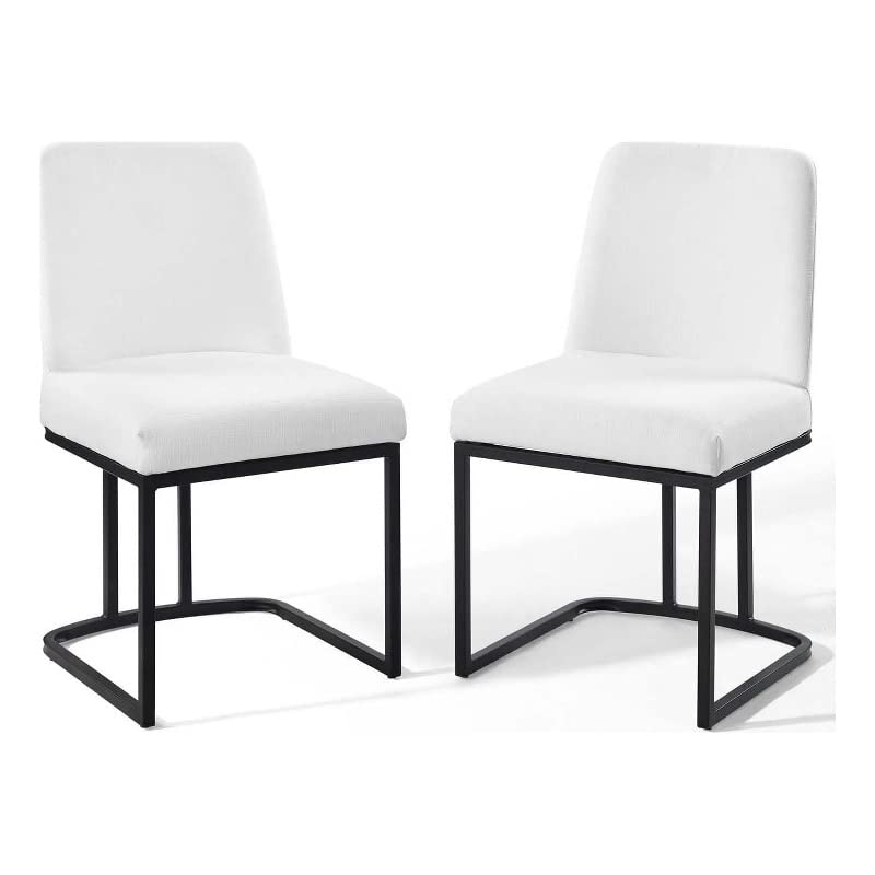 Modway Amplify Upholstered Fabric Sled Base Dining Chair Set of 2