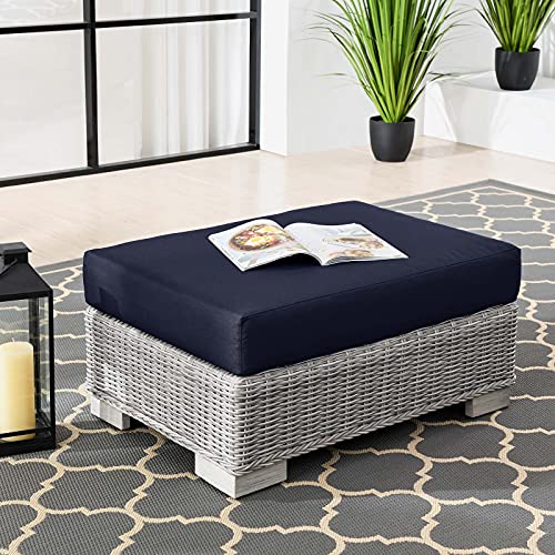 Modway EEI-4839-LGR-NAV Conway Patio Ottoman, Light Gray Navy