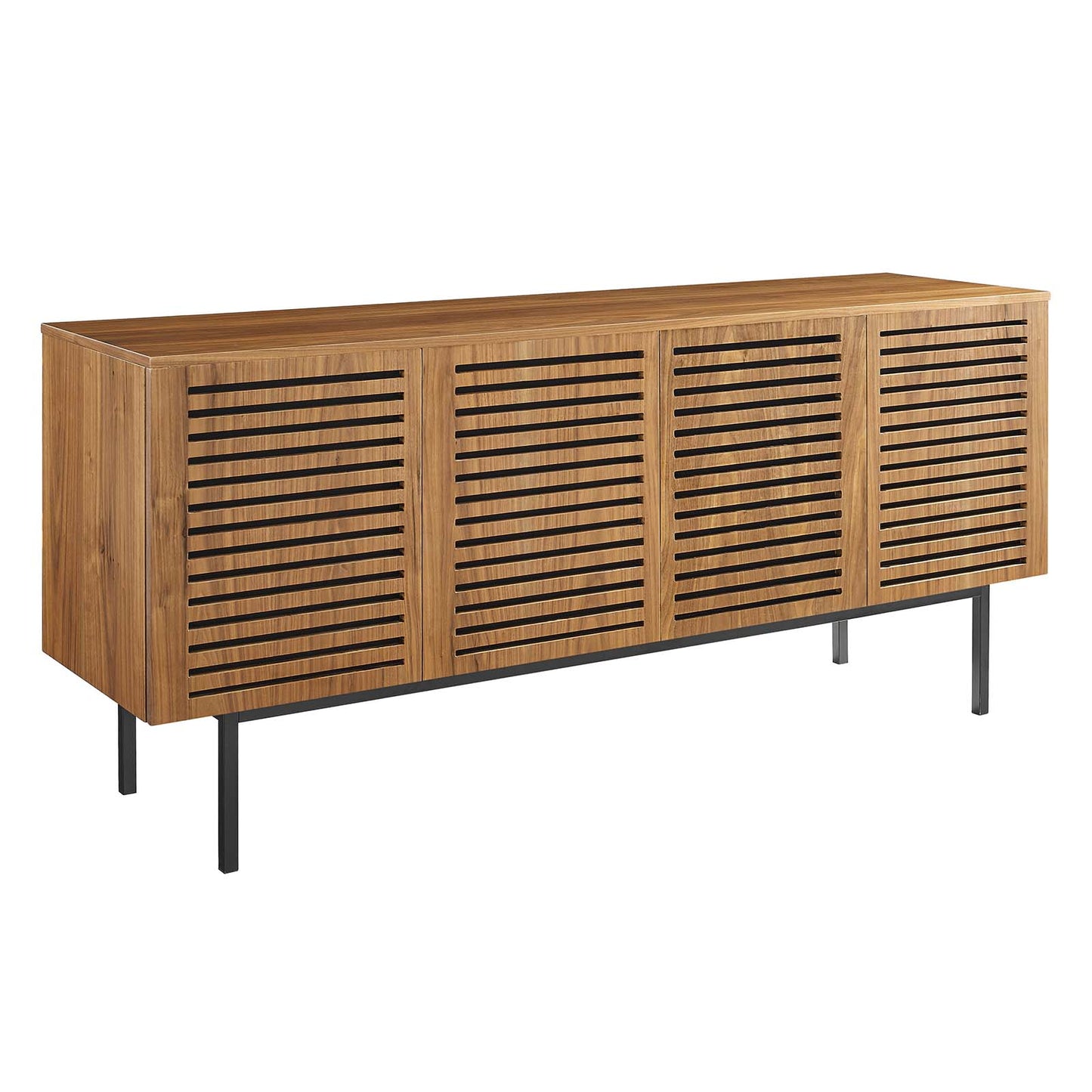Modway Parker 73" Tall Wood TV Stand in Walnut