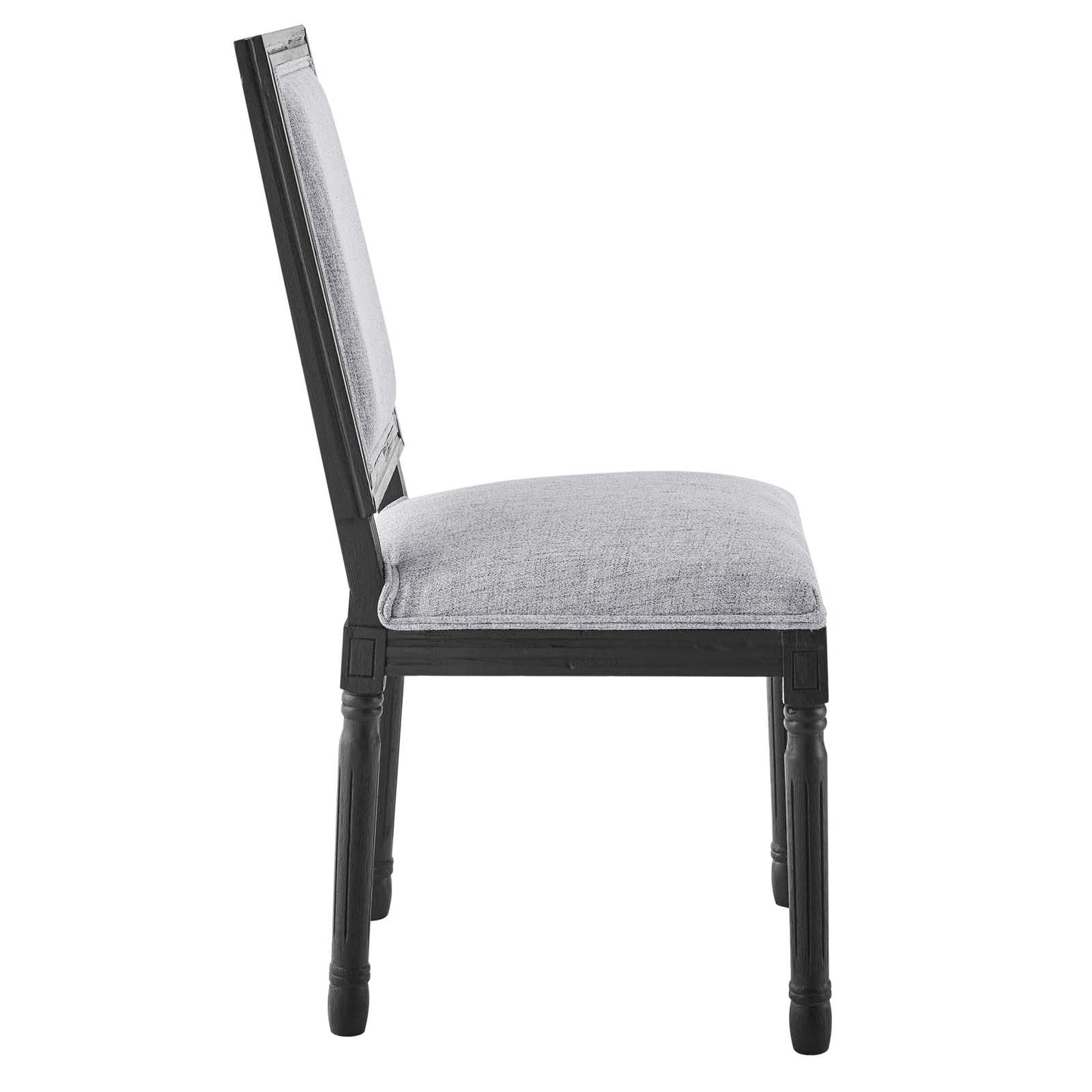 Modway Court French Vintage Upholstered Fabric Dining Chair in Black Light Gray