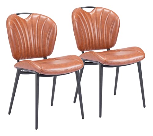Zuo Terrence Dining Chair, Vintage Brown, Matte Black