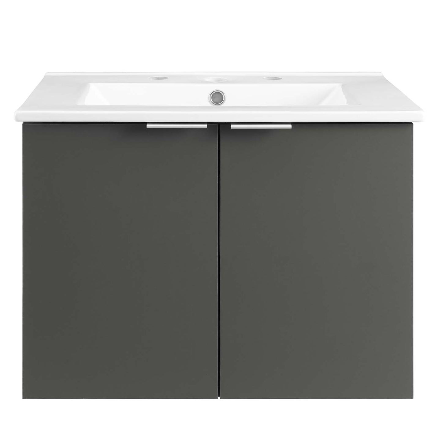 Modway Maybelle 24" Wall-Mount Bathroom Vanity in Gray White