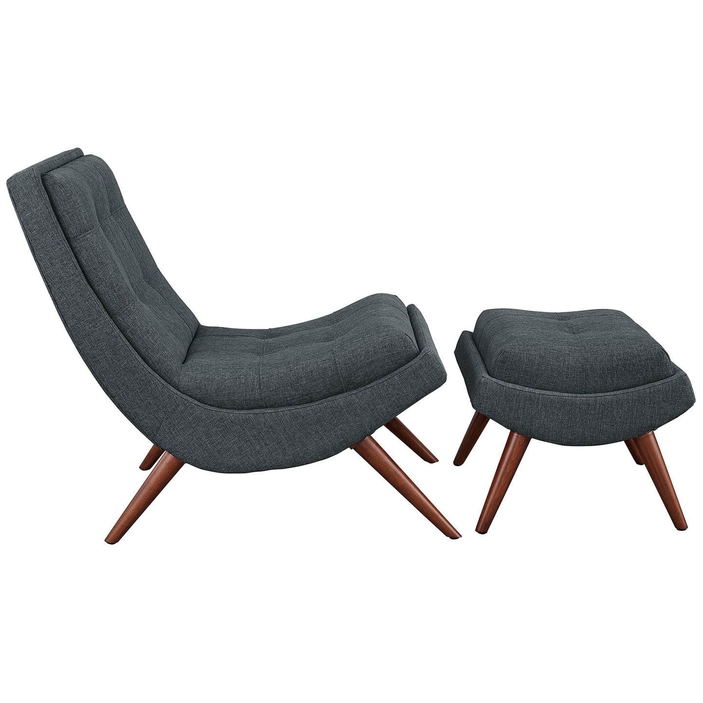 Modway Ramp Upholstered Fabric Lounge Chair Set in Azure