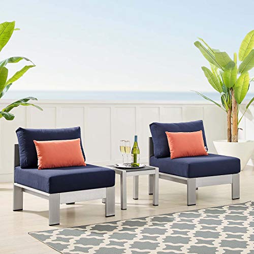 Modway EEI-4312-SLV-NAV-SET Patio Aluminum 3 Piece Set in Silver Navy