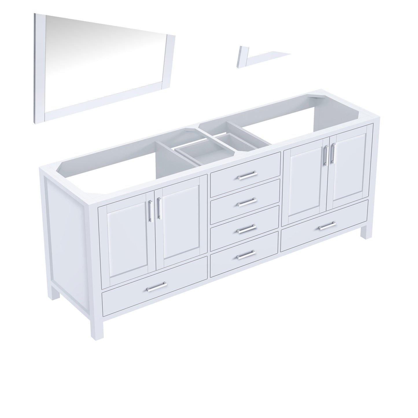 Jacques 80" White Double Vanity, no Top and 30" Mirrors