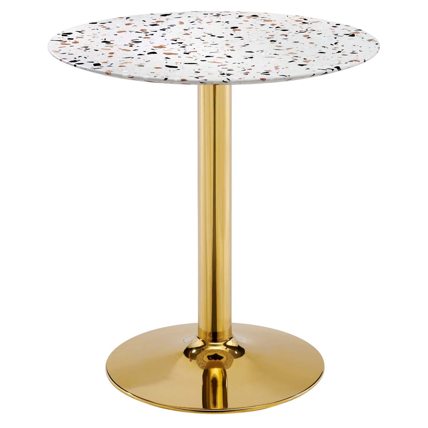 Modway Gold and White Verne Round Terrazzo Dining Table EEI-5701-GLD-WHI