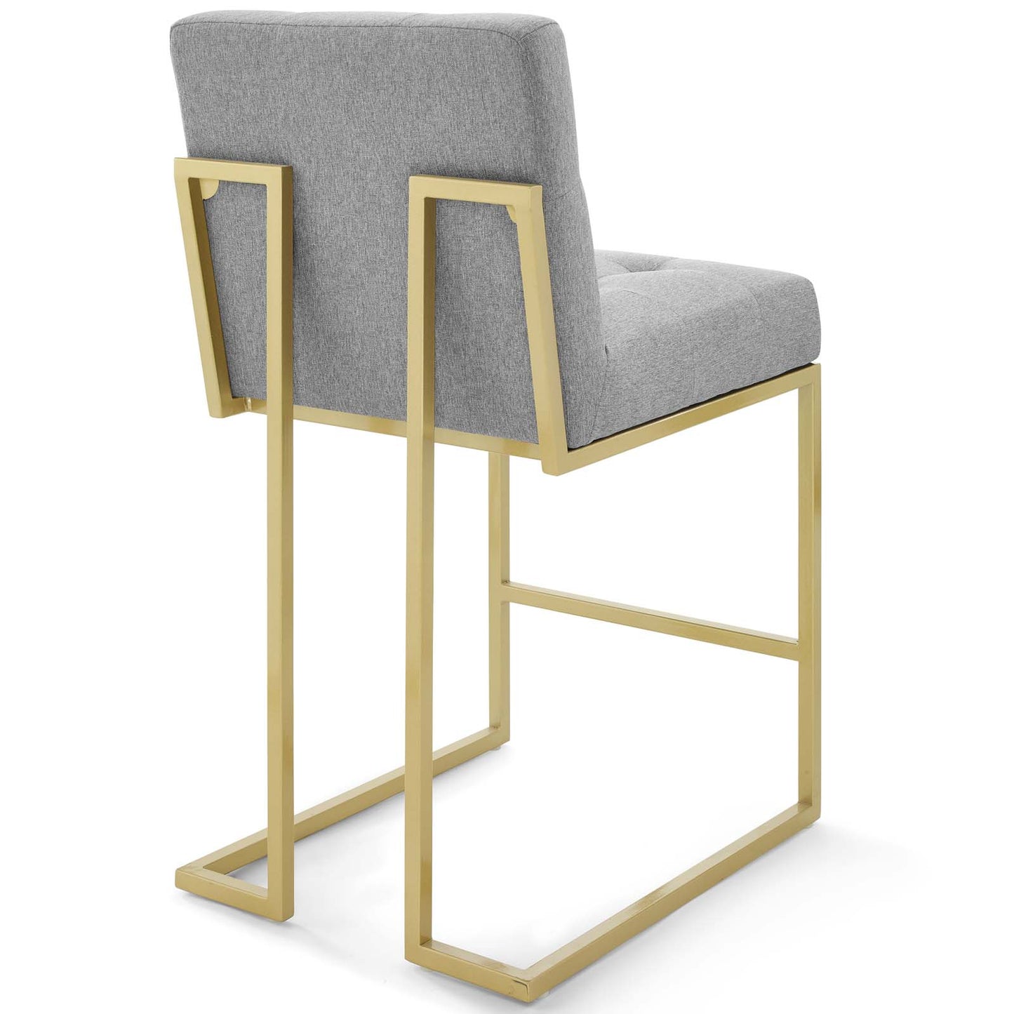 Modway Privy Stainless Steel Upholstered Fabric Counter Stool Set of 2, Gold Light Gray