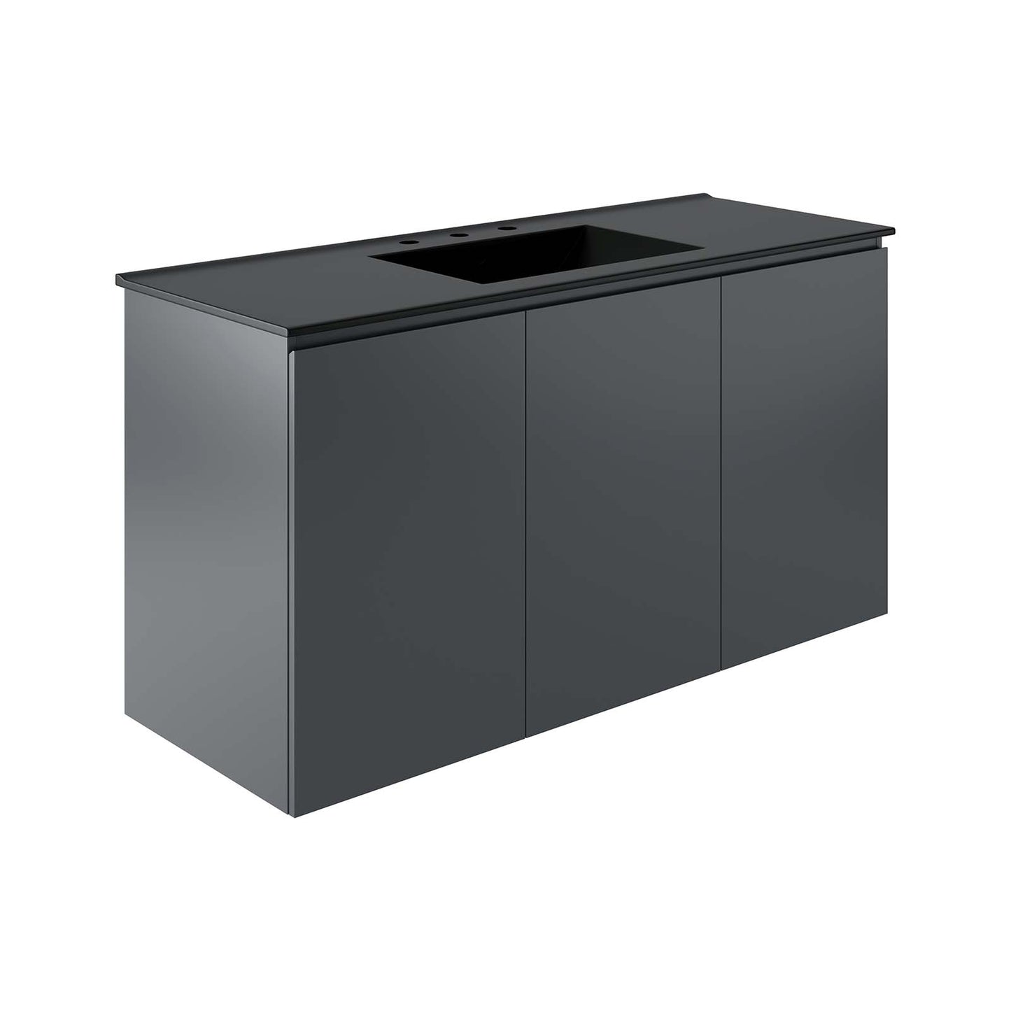 Modway Gray and Black Bryn Wall-Mount Bathroom Vanity EEI-5780-GRY-BLK