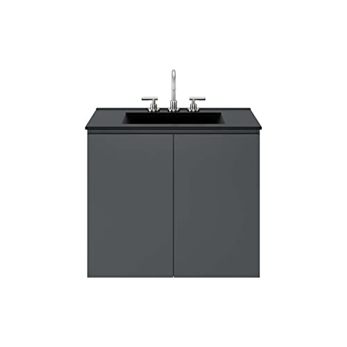 Modway Gray and Black Bryn Wall-Mount Bathroom Vanity EEI-5778-GRY-BLK