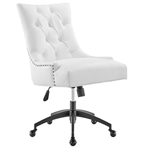 Modway Regent Tufted Vegan Leather Swivel Office Chair in Black White