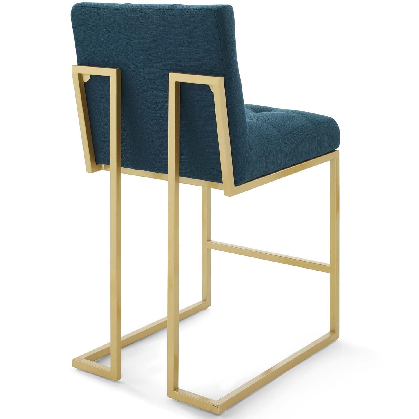 Modway Privy Stainless Steel Upholstered Fabric Counter Stool Set of 2, Gold Azure