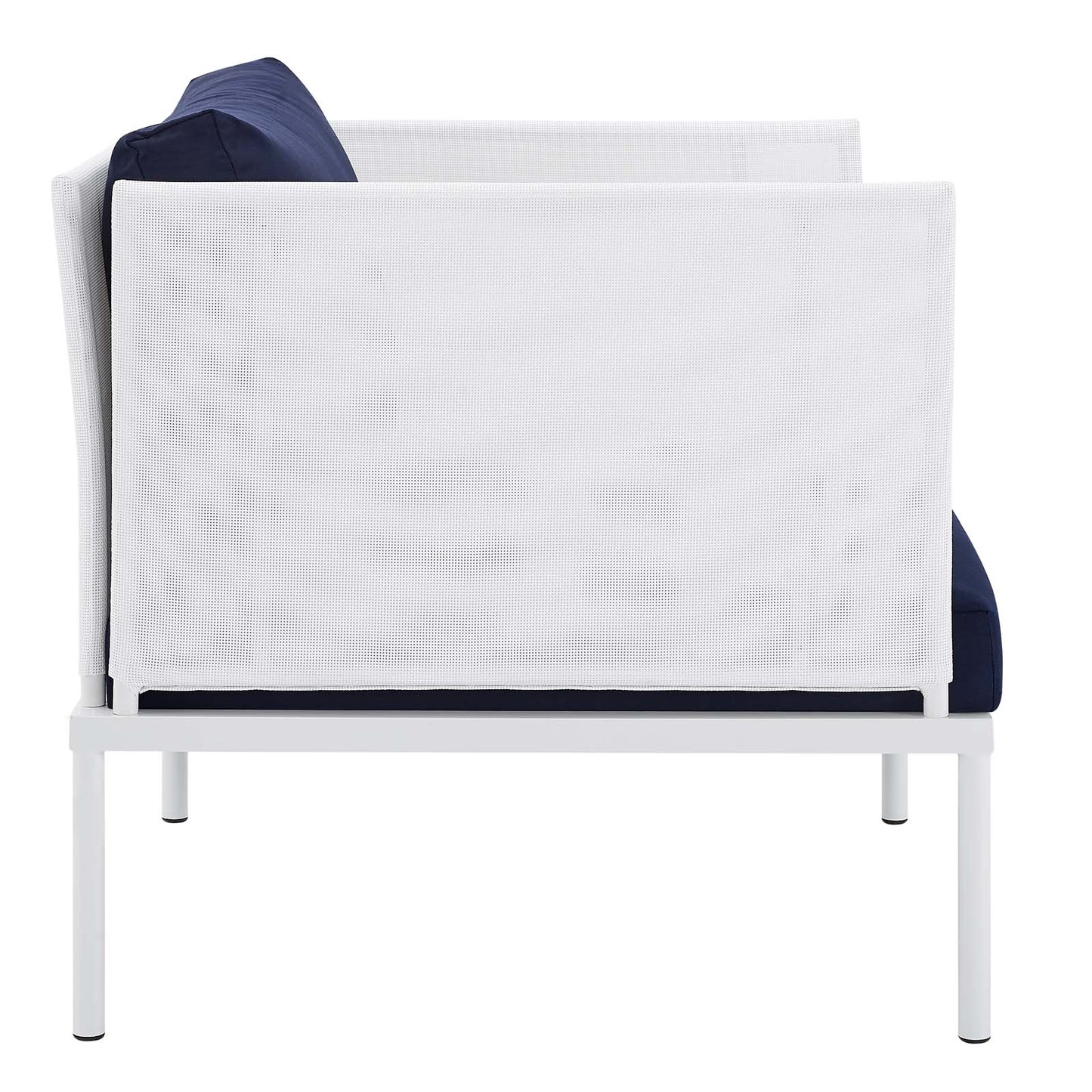 Modway EEI-4955-WHI-NAV Harmony Sunbrella White Navy Outdoor Patio Aluminum Armchair