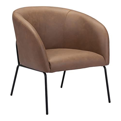 Zuo Modern - Quinten Accent Chair Vintage Brown - Modern - Seating - Steel, Plywood, Foam, 100% Polyester - Indoor - 29.9in Height