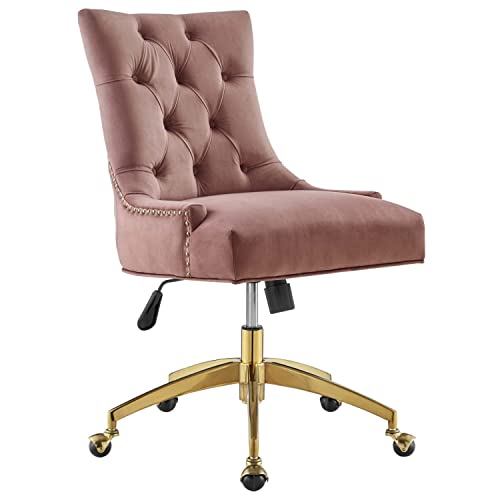 Modway Regent Tufted Performance Velvet Swivel Office Chair in Gold Dusty Rose