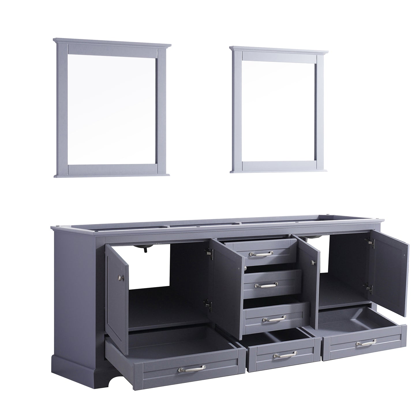 Dukes 80" Dark Grey Double Vanity, no Top and 30" Mirrors