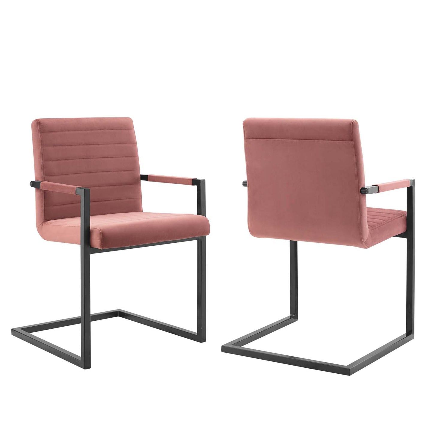 Modway Savoy Performance Velvet Dining Chair Set of 2, Dusty Rose