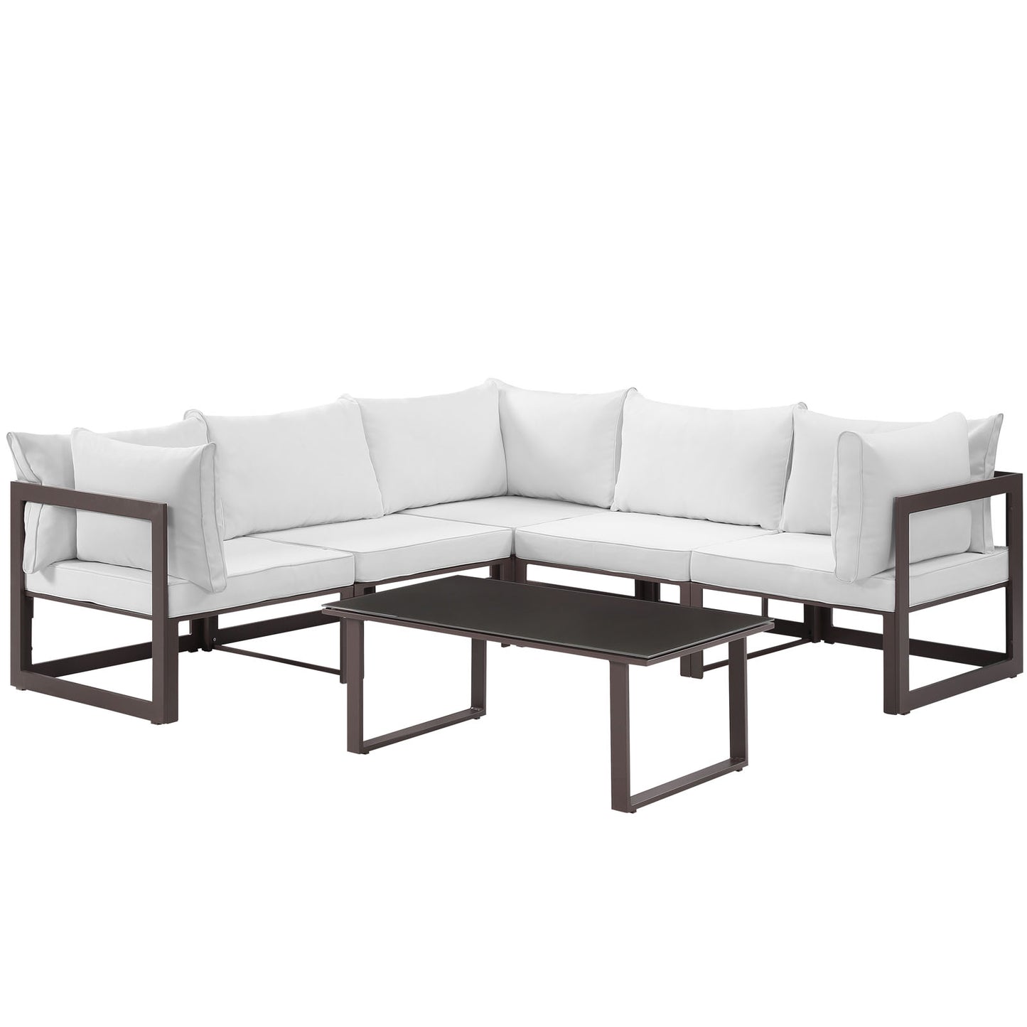 Modway EEI-1732-BRN-WHI-SET Fortuna Outdoor Patio Sectional Sofa Set, 6 Piece, Brown White