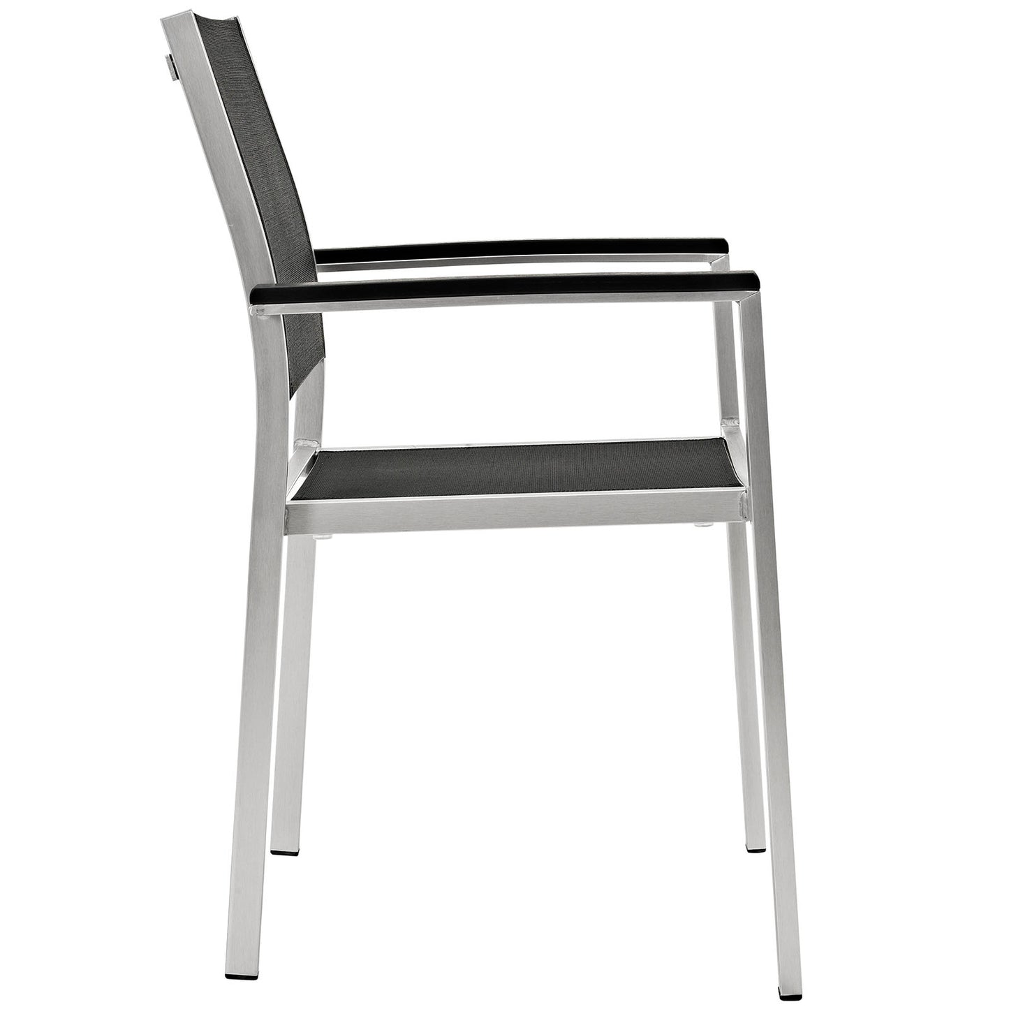 Modway Shore Aluminum Two Outdoor Patio Dining Arm Chairs in Silver Black