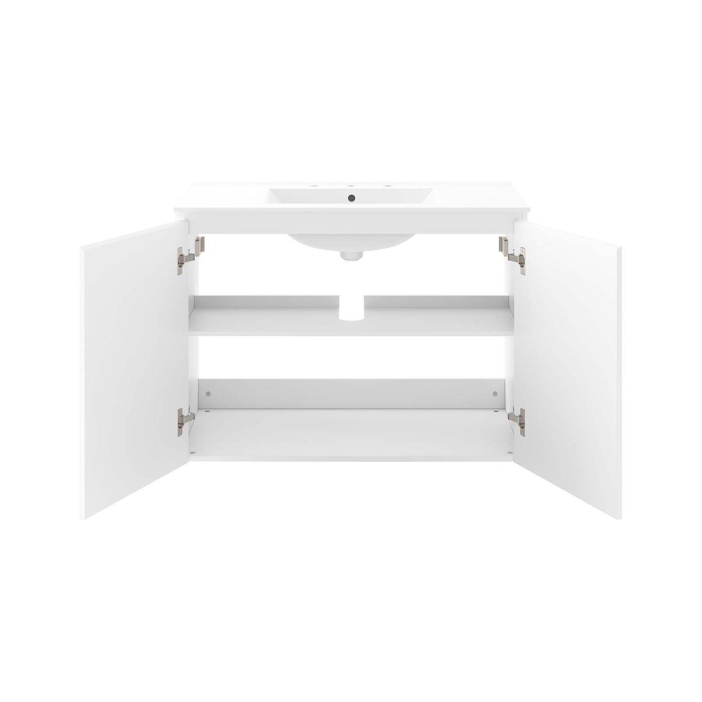 Modway White Bryn Wall-Mount Bathroom Vanity EEI-5779-WHI-WHI