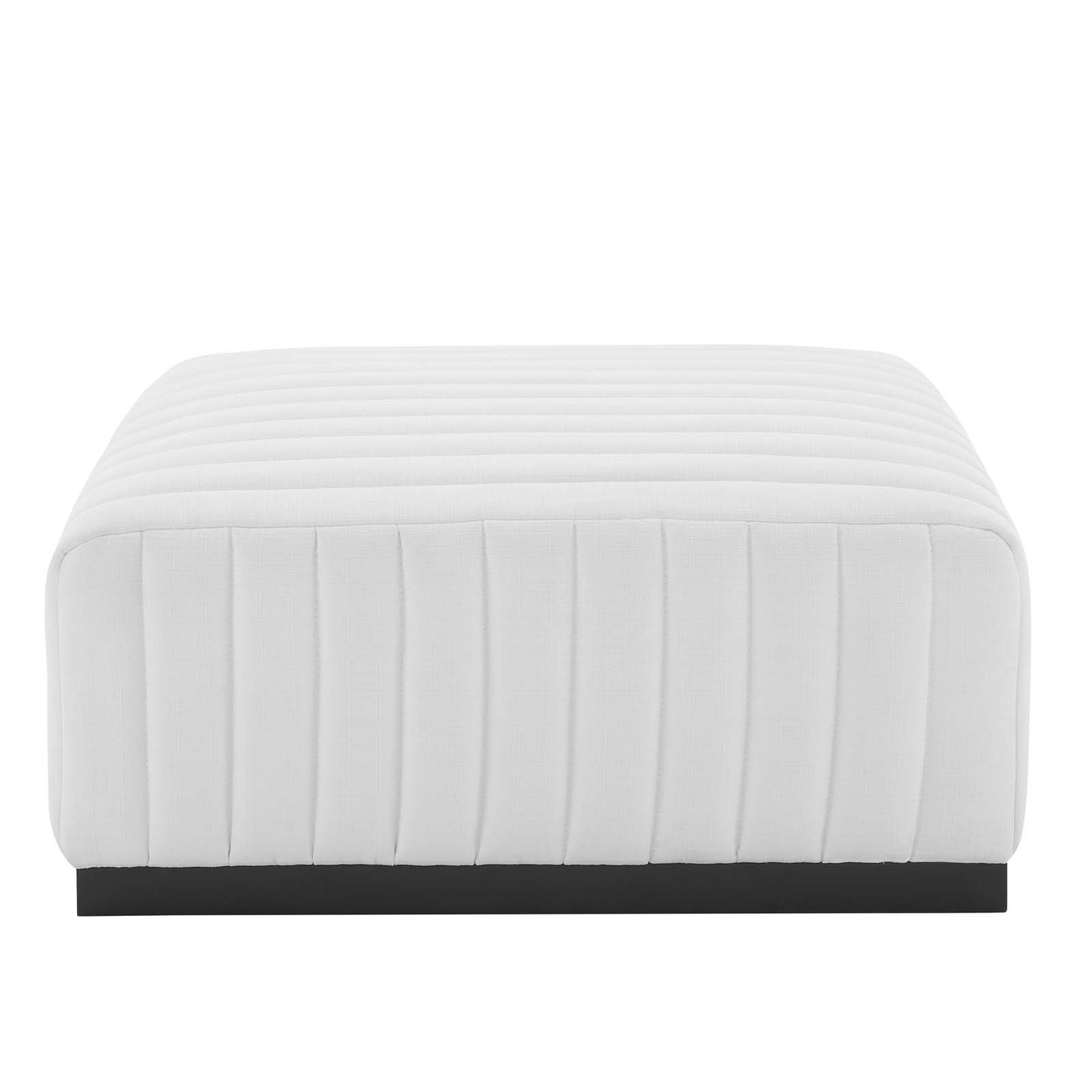 Modway White Conjure Channel Tufted Upholstered Fabric Ottoman EEI-5501-BLK-WHI