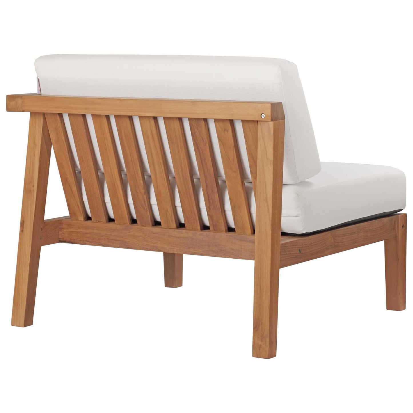 Modway EEI-4129-NAT-WHI Bayport Patio Teak Wood Right-Arm Chair, Natural White