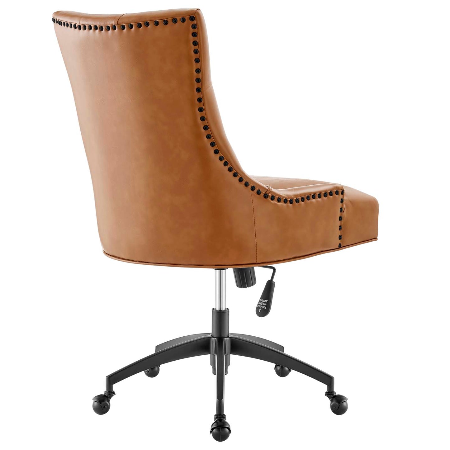 Modway Regent Tufted Vegan Leather Swivel Office Chair in Black Tan