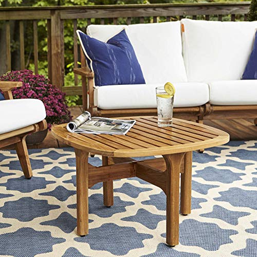 Modway Saratoga Premium Grade A Teak Wood Outdoor Patio Rectangular Coffee Table in Natural