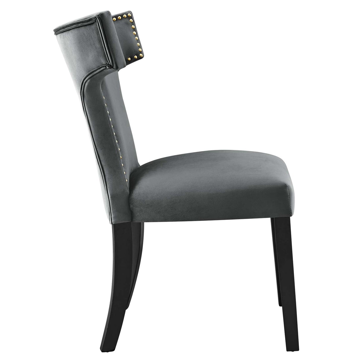 Modway Curve Performance Velvet Set of 2 Dining Chair, Gray