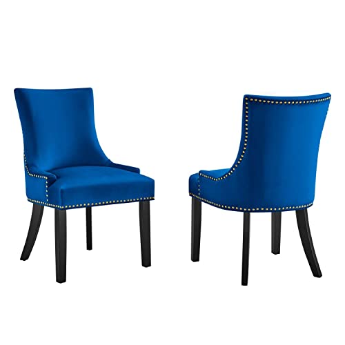 Modway Marquis Velvet Set of 2 Dining Chairs with Navy Finish EEI-5010-NAV