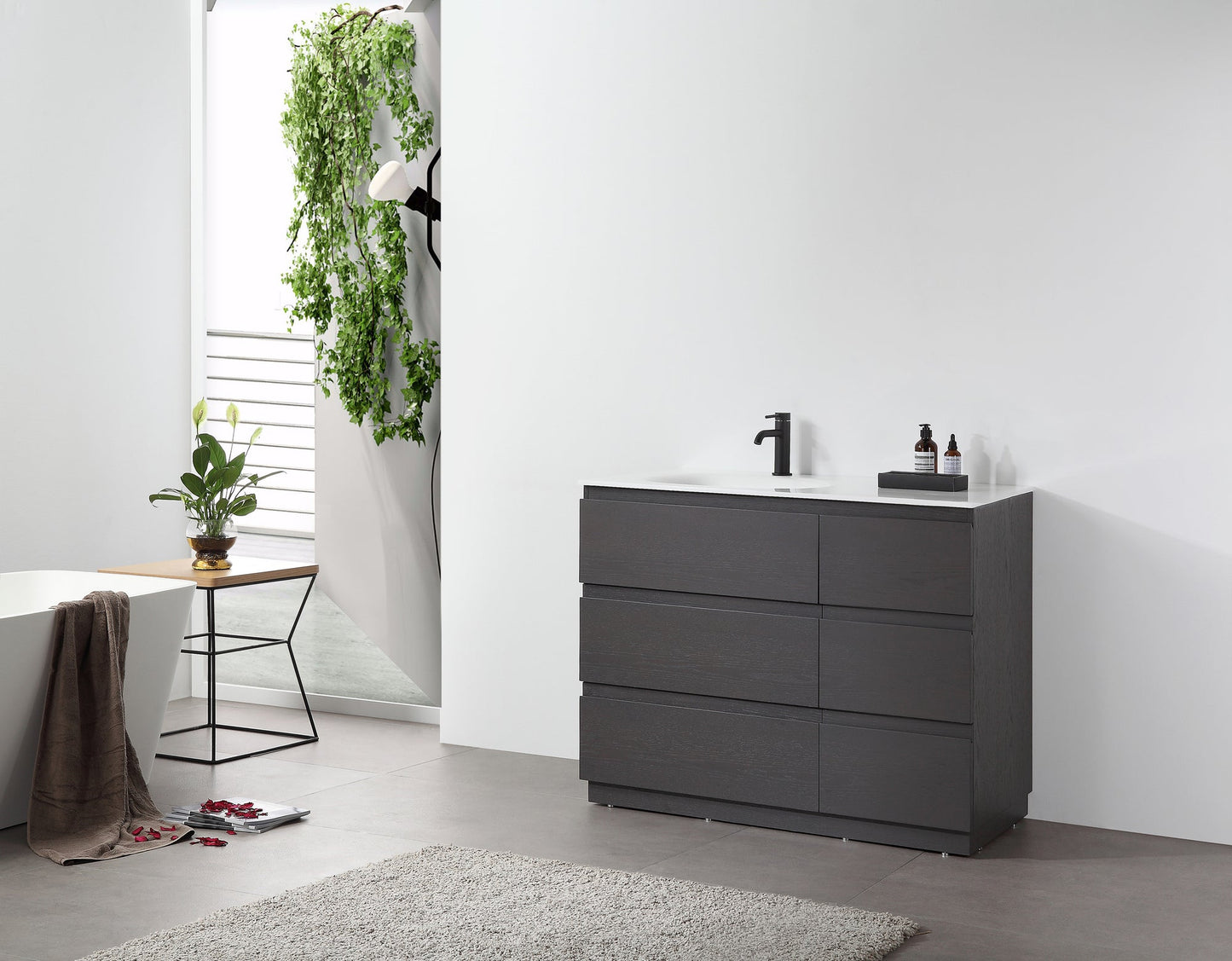 ROTHENBURG 42” CHARCOAL FREESTANDING MODERN BATHROOM VANITY