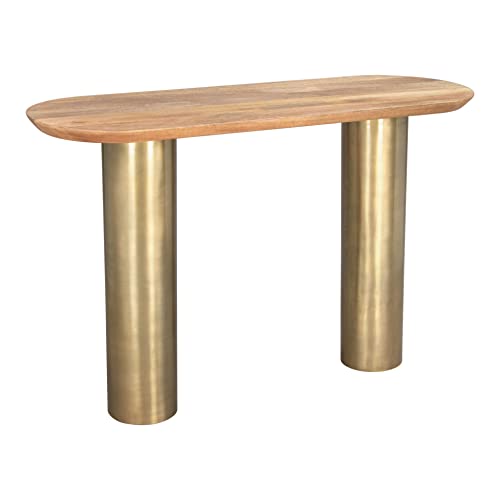 Zuo Vuite Console Table Natural & Antique Brass