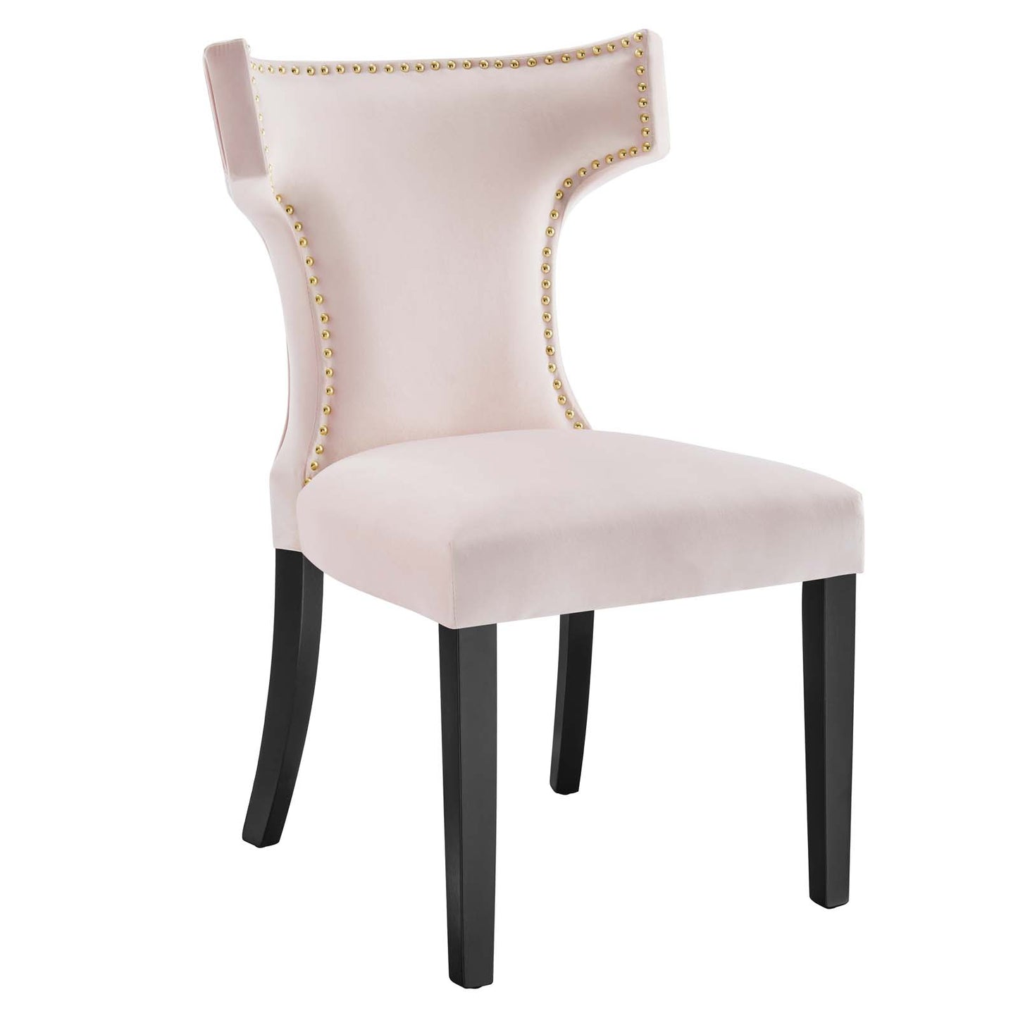 Modway Curve Performance Velvet Set of 2 Dining Chair, Pink