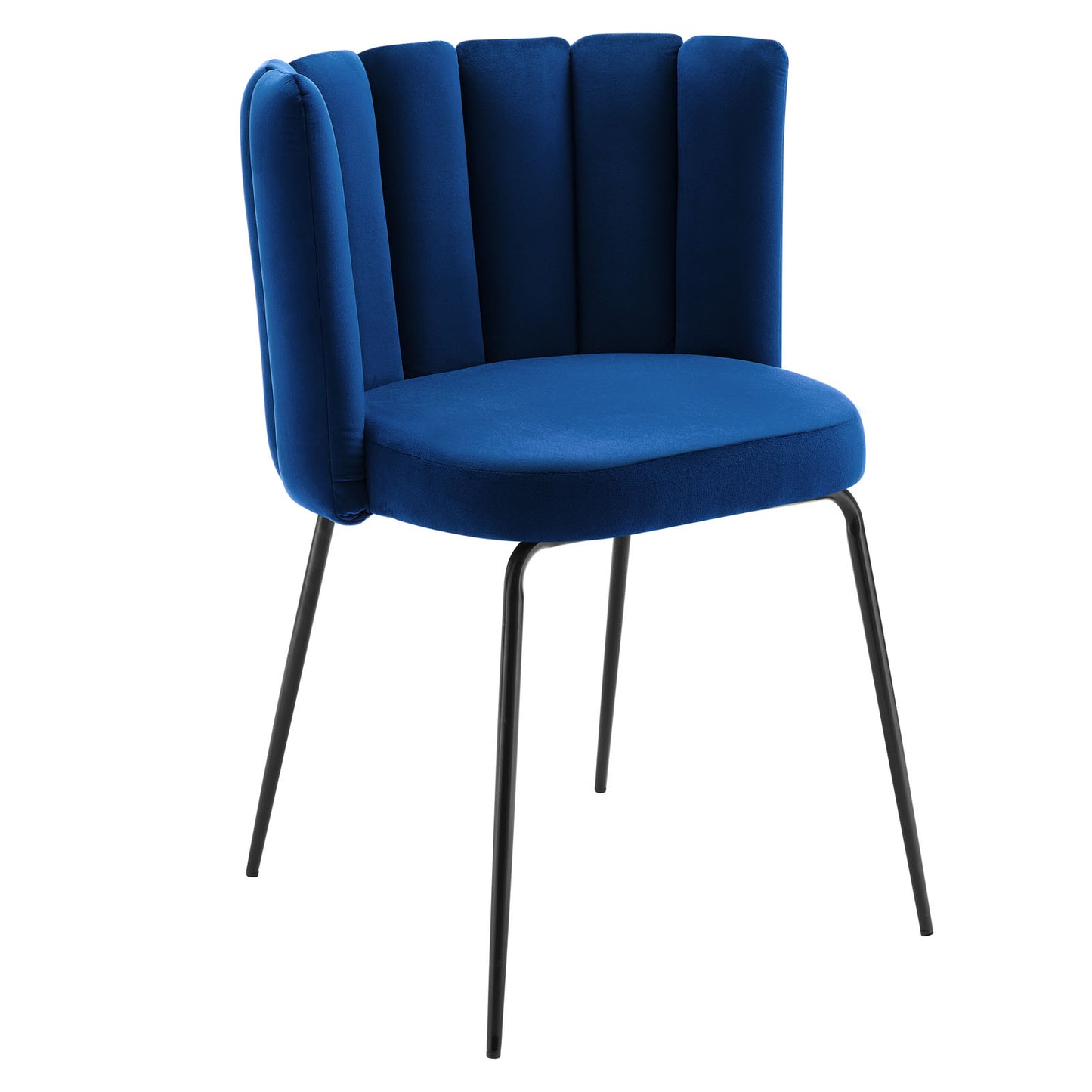 Modway Virtue Performance Velvet Dining Chairs in Black Navy-Set of 2