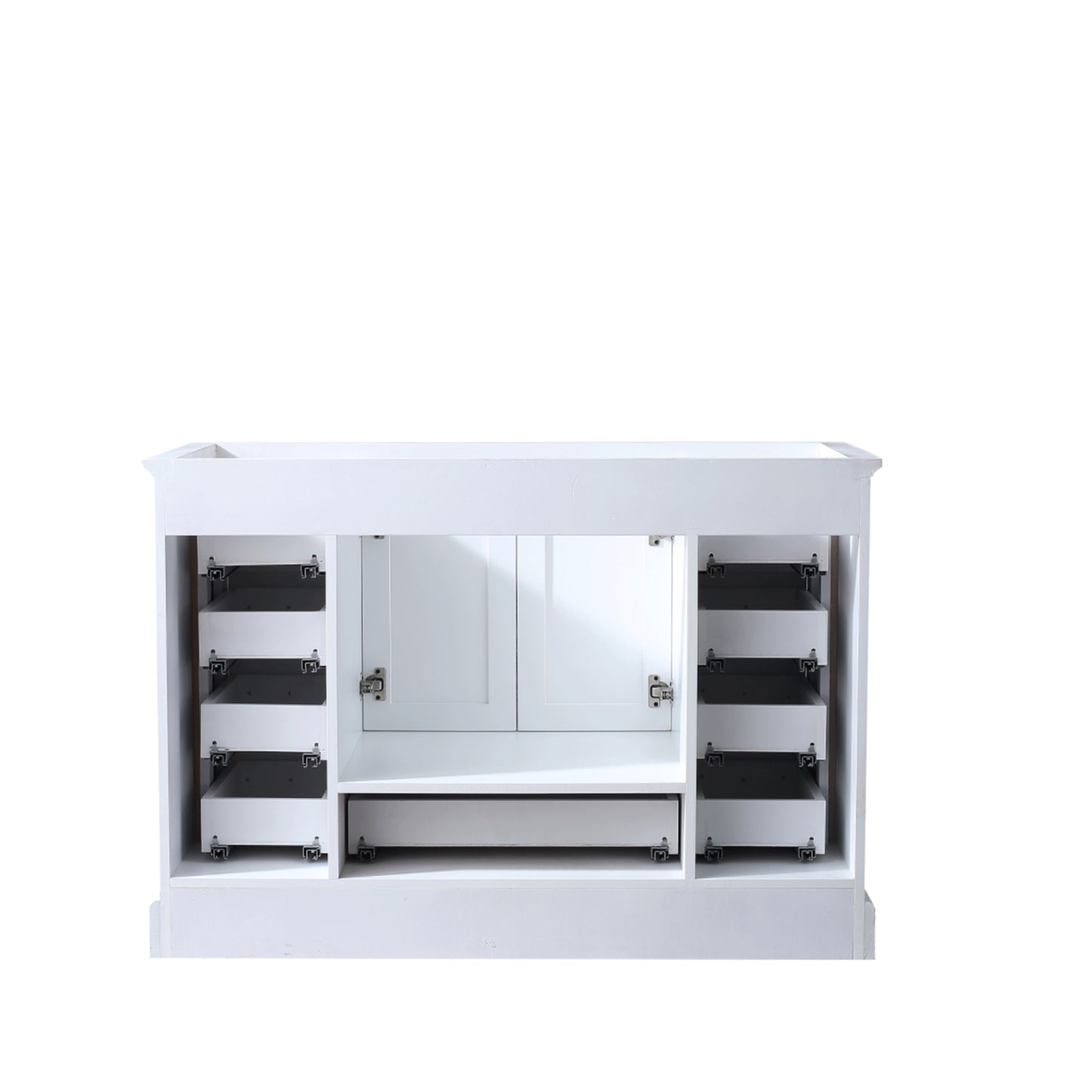 Dukes 48" White Single Vanity, White Carrara Marble Top, White Square Sink and 46" Mirror