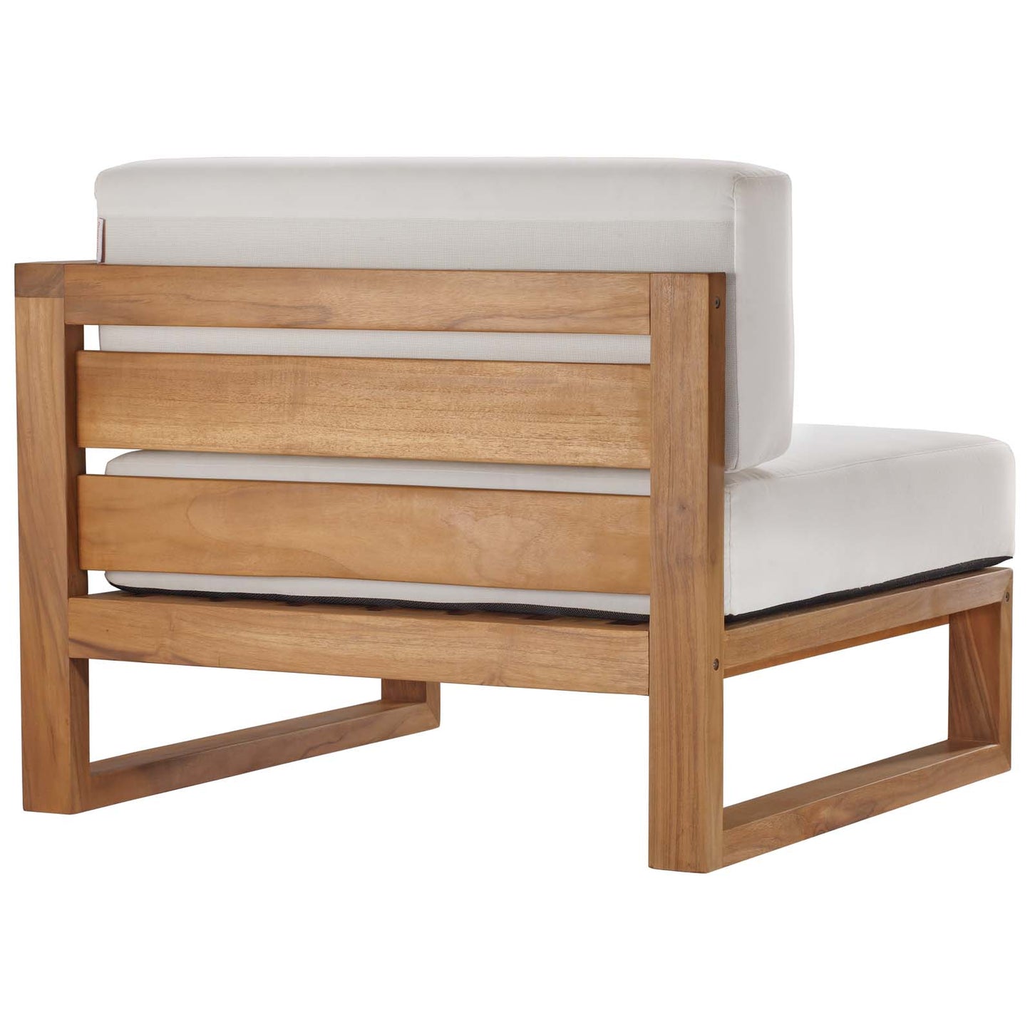 Modway EEI-4123-NAT-WHI Upland Patio Teak Wood Right-Arm Chair, Natural White