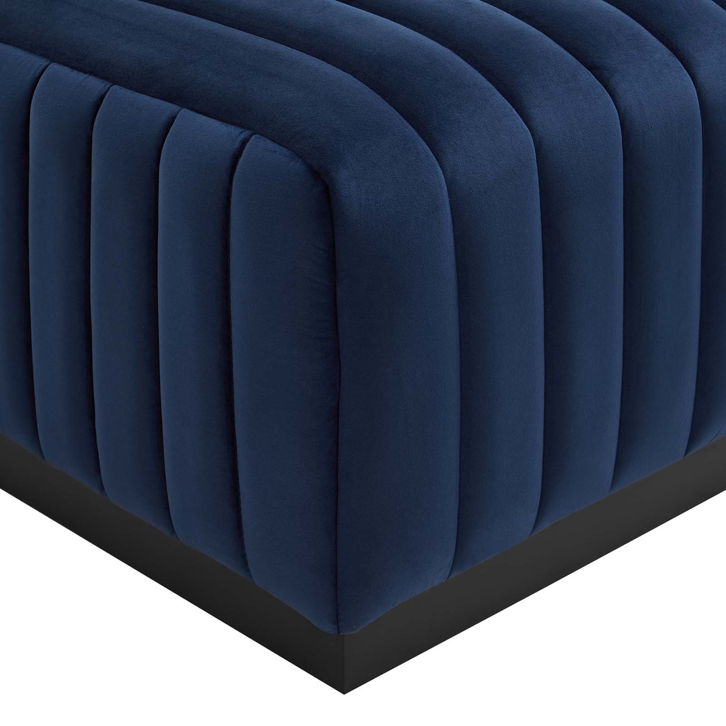 Modway Midnight Blue Conjure Channel Velvet Ottoman EEI-5500-BLK-MID