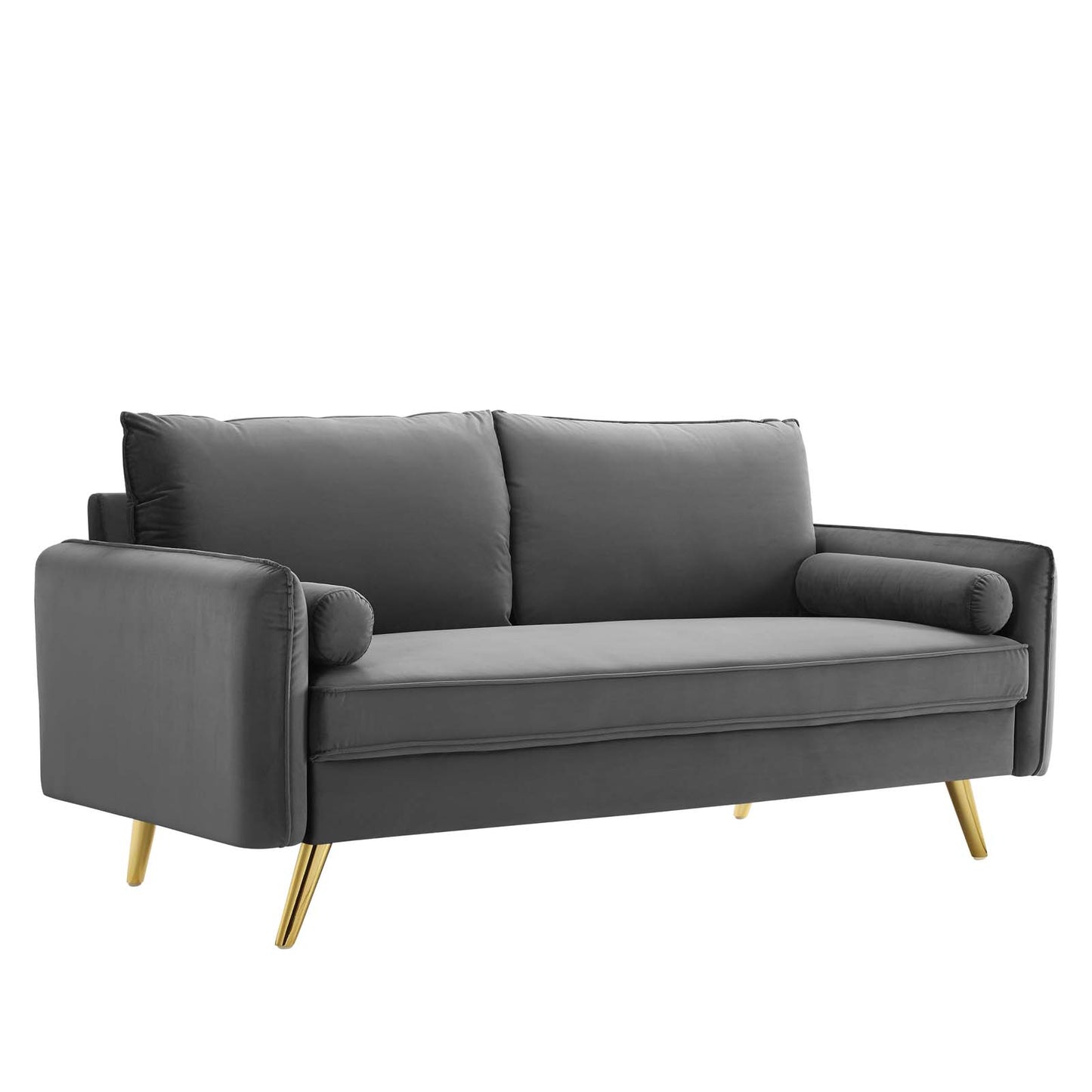 Modway Revive Contemporary Performance Velvet Upholstered Sofa in Gray